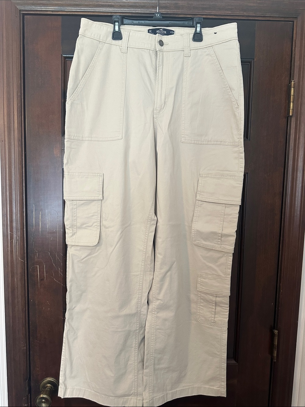 Hollister Light Khaki Cargo Jeans with Multiple Pockets